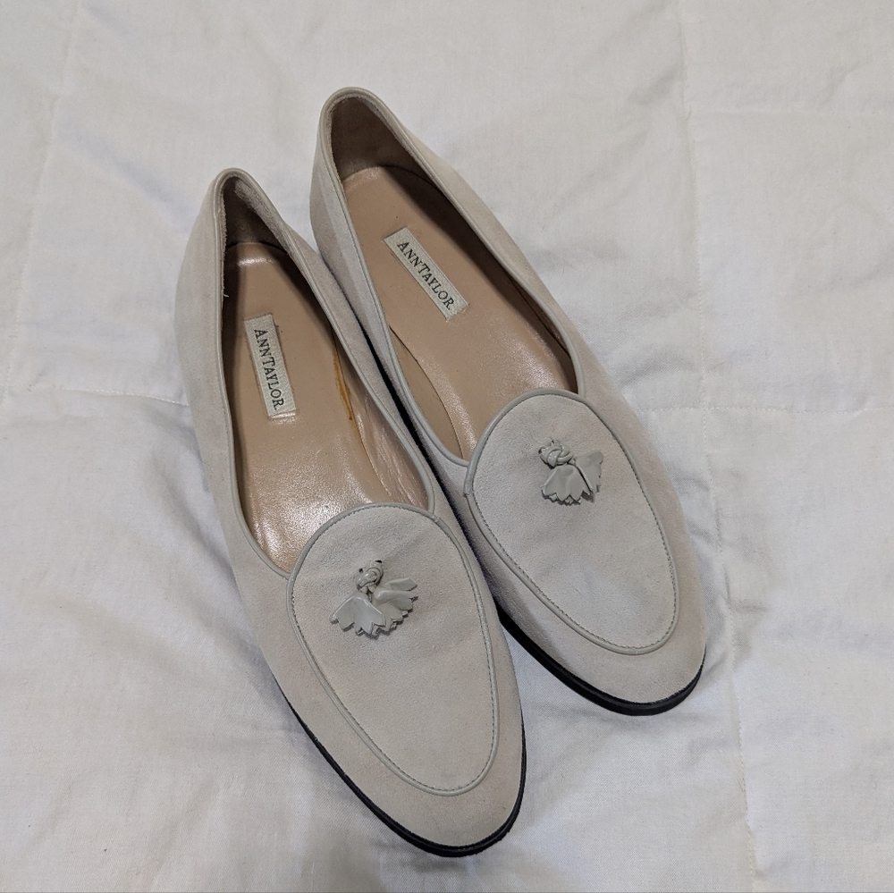 Ann Taylor Beige Suede Loafers W Rubber Sole #277